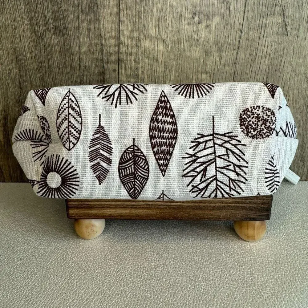 Canvas Neutral Boho Plants Trees Makeup Bag Cosmetics Bag NEW Boho Travel Case